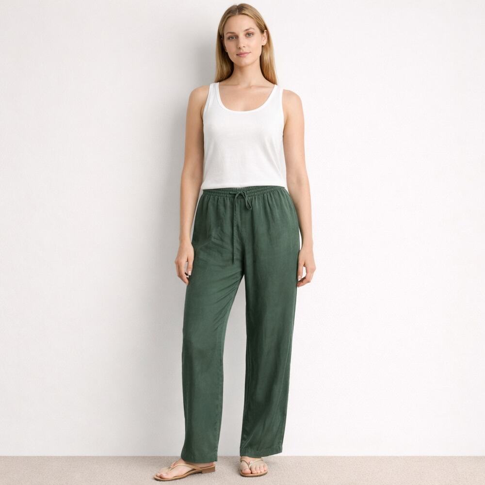 Bogari Collection Silk Green Drawstring Pants Vintage Size M